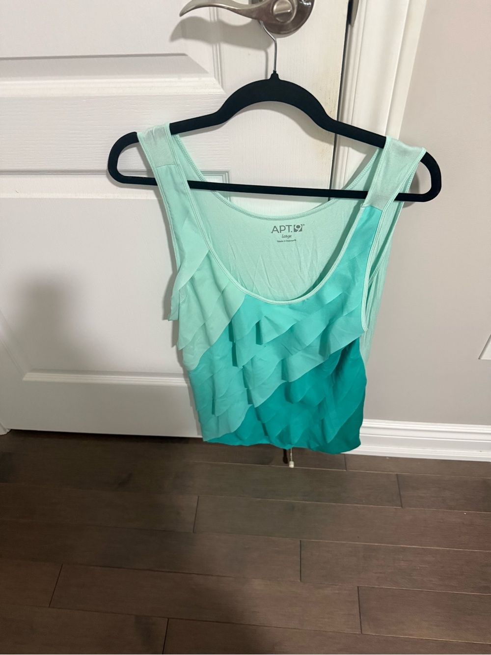Apt. 9 Ombre Mint to Teal Ruffle Tank Top